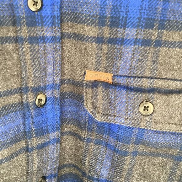 Mens Orvis Heavyweight Flannel‎ Gray & Blue XL - Picture 2 of 3
